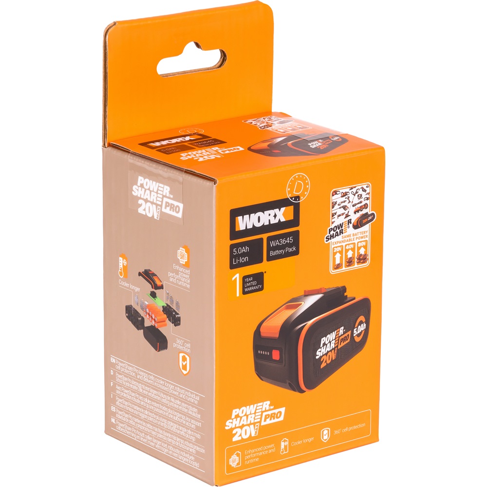 Аккумуляторная батарея WORX WA3645 20V 5,0 Ач — изображение 6