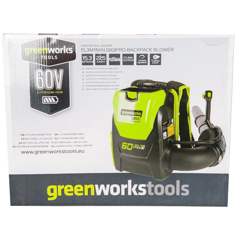 Воздуходувка GREENWORKS ранцевая 60V без акк и з/у 2402307 — изображение 7